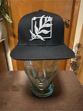 Fernway Black Flat-Brim SnapBack Hat with White Logo